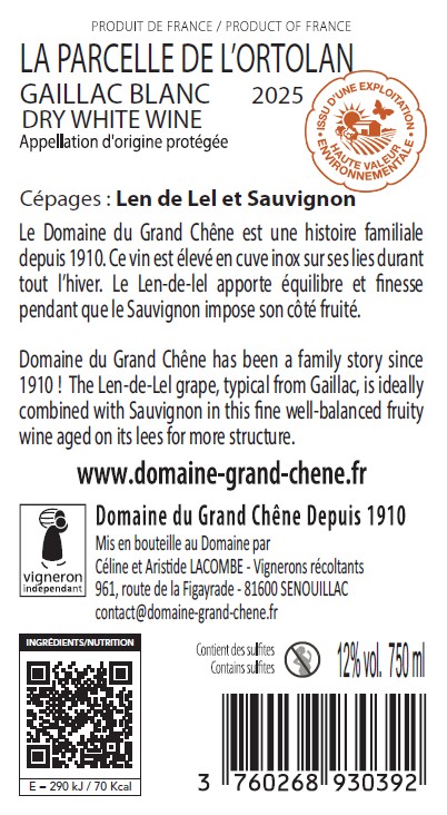 La Parcelle de l'Ortolan 2025 - Blanc sec AOP Gaillac – Image 3